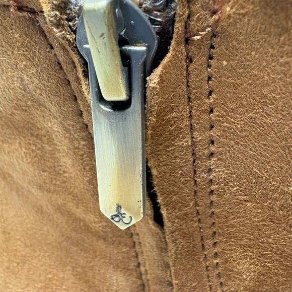 SAM EDELMAN | Rudie Brown Leather Fringe & Studded Ankle Booties 9m side zip - Picture 14 of 15